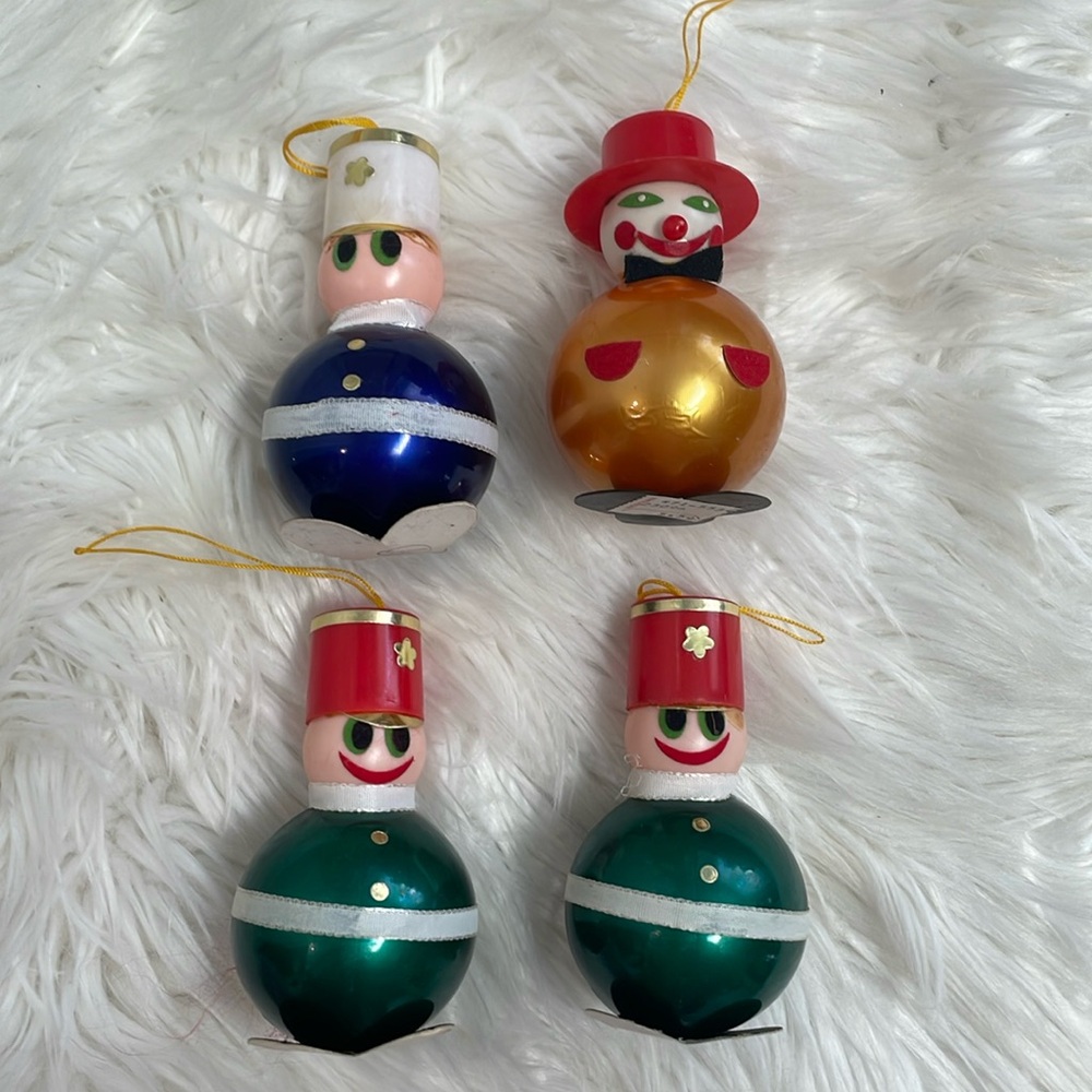 Vintage Christmas X4 Toy Soldier snowman Christmas Bulb tree Ornaments